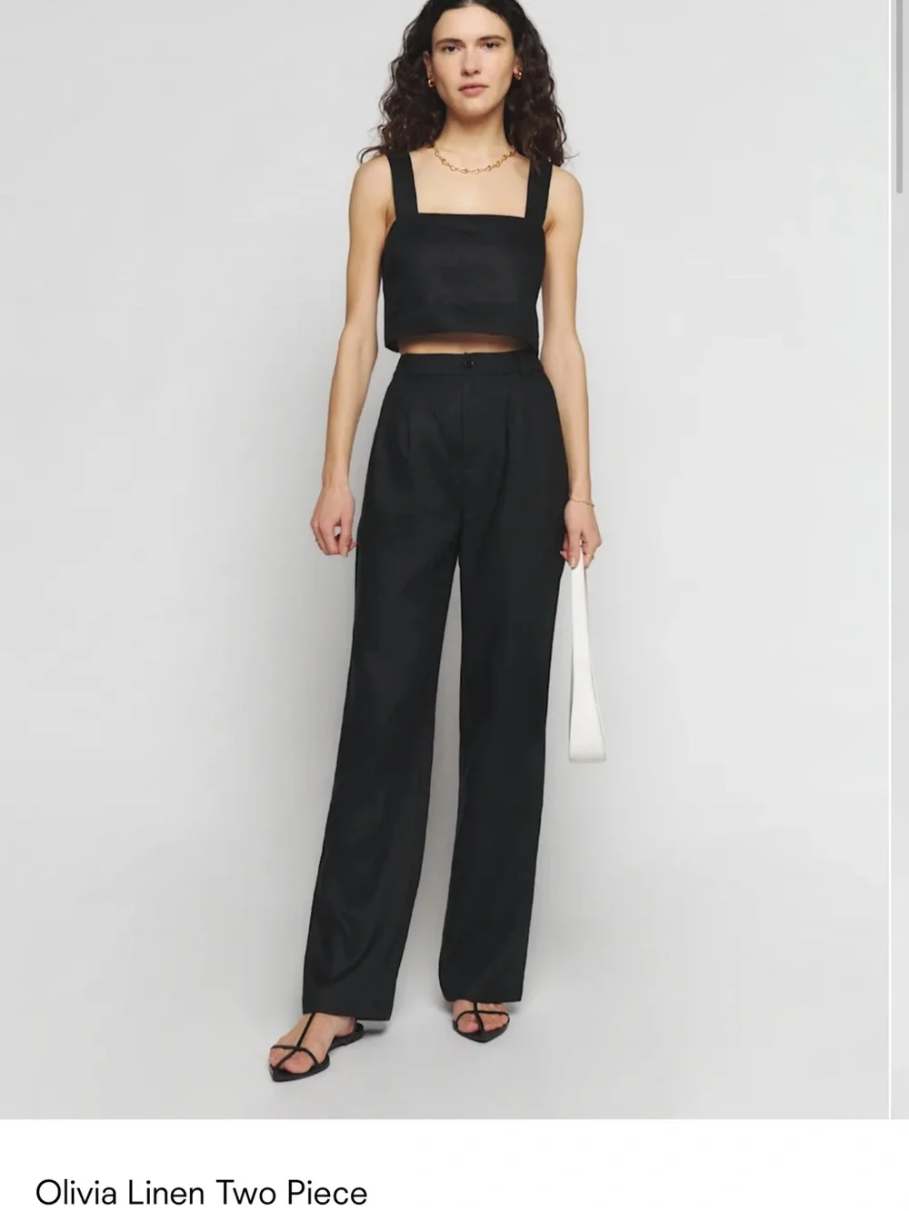 Reformation Black Linen Two Piece Set